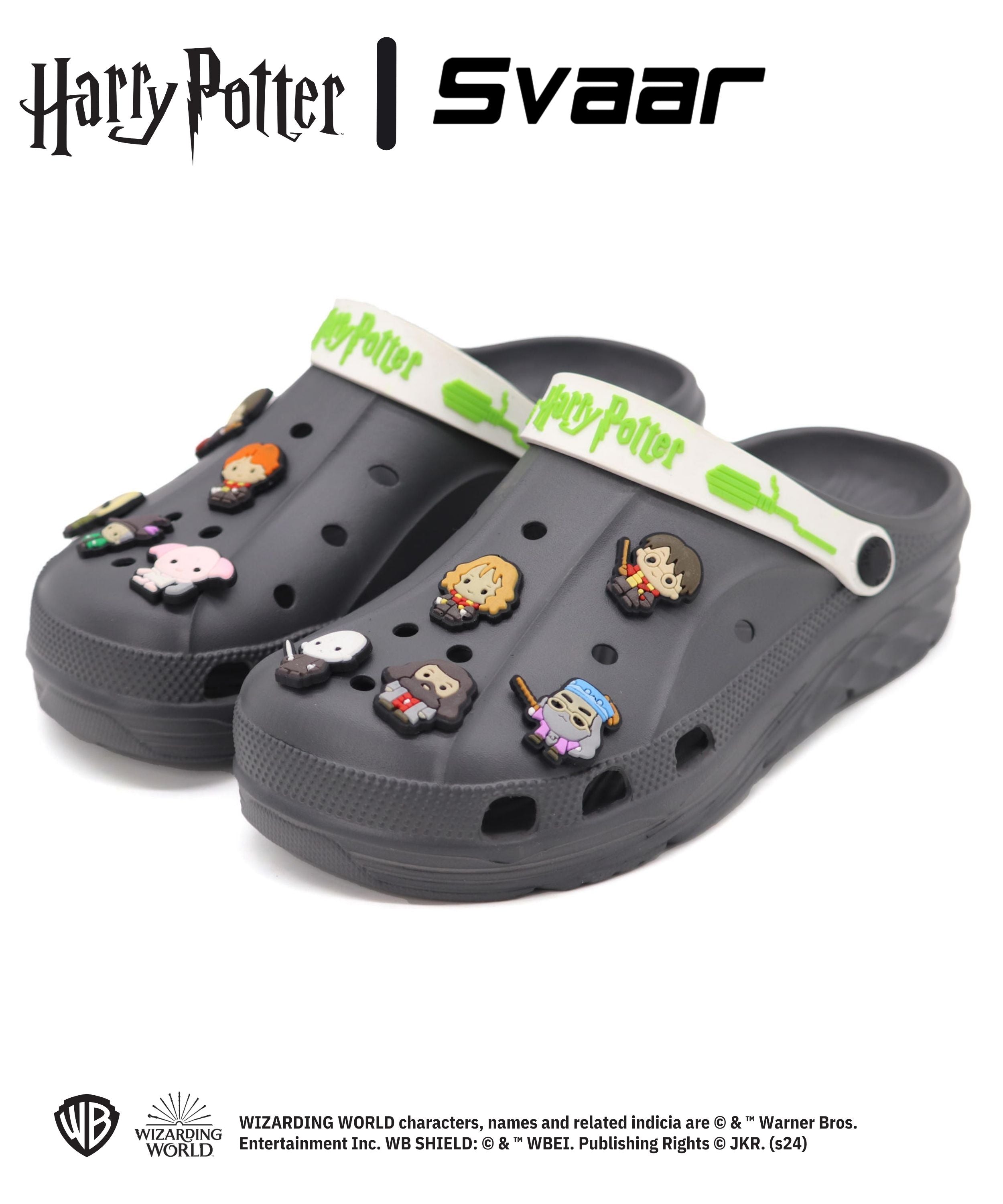 SVAAR x Harry Potter™ Men's Magical Clogs – Includes 10 Authentic Charms & Adjustable Back Strap - Grey